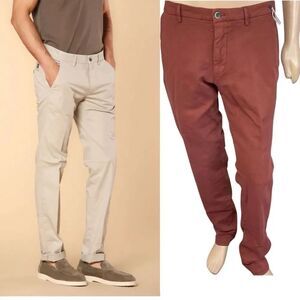 NEW Masons Men's Italian Red Brown High Rise Torino Jersey Chinos Pants Size 40
